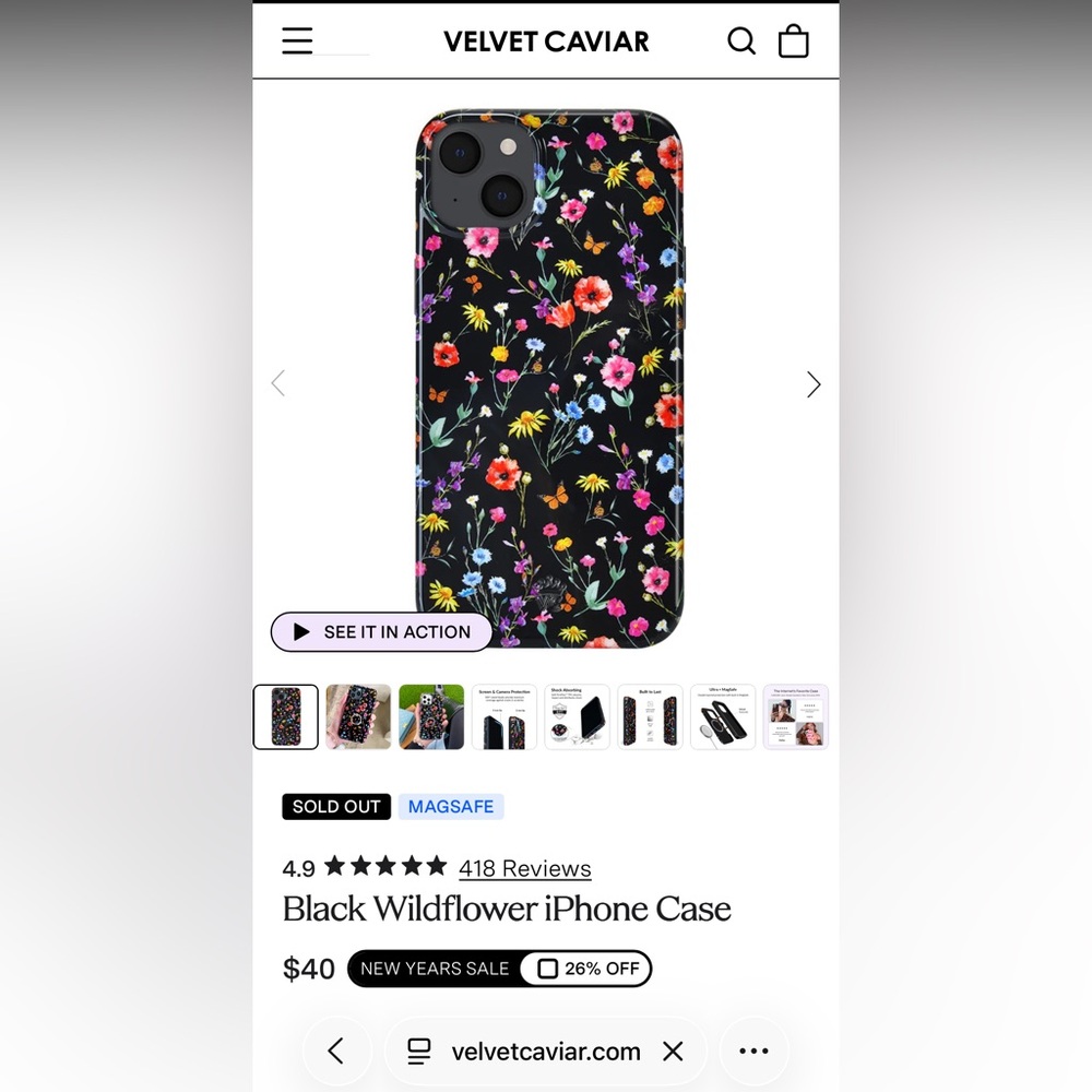 BRAND NEW Velvet Caviar Multicolor Floral Phone Case with Ring (Iphone 13/14)